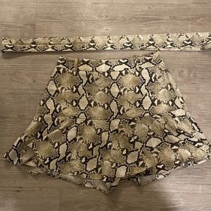 ZARA SNAKE MINI SKIRT WITH SHORTS UNDERNEATH